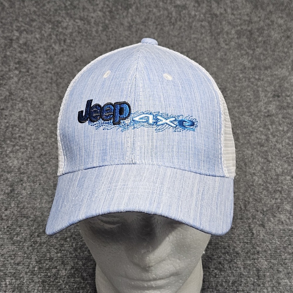 Jeep‎ Trucker Hat Mens Light Blue Cap 4xe Embroidered Mesh Snapback Cap Outdoor